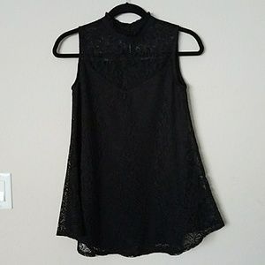 Black Lace Overlay Top